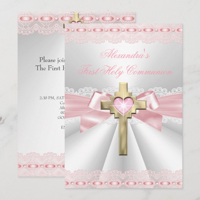 Invitación Primera Santa Comunión 1 Chicas de la Cruz del Oro (Anverso / Reverso)