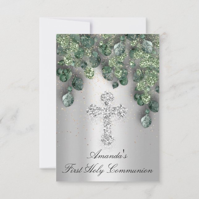 Invitación Primera Santa Comunión Babtismo Cruz Cristiana Rea (Reverso)