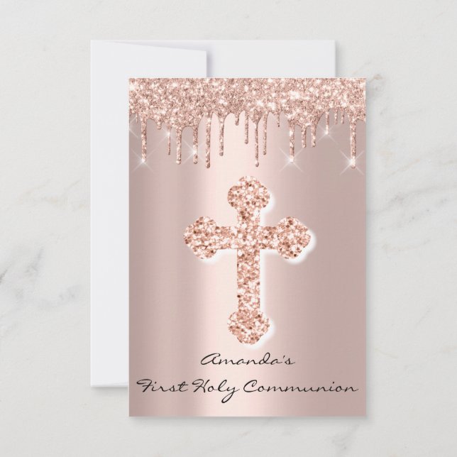 Invitación Primera Santa Comunión Babtismo Cruz Cristiana Ros (Reverso)