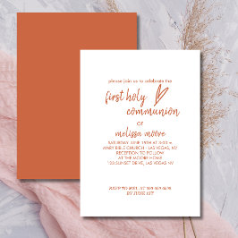 Invitación Primera Santa Comunión Boho Corazón Moderno Terrac