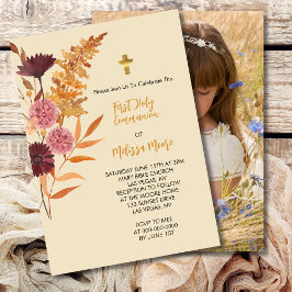 Invitación Primera Santa Comunión Cae Boho Flor Rustica