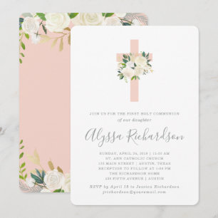Invitación Primera Santa Comunión de la Cruz Rosa y las Flore