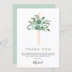 Invitación Primera Santa Comunión Gracias Sage Eucalyptus