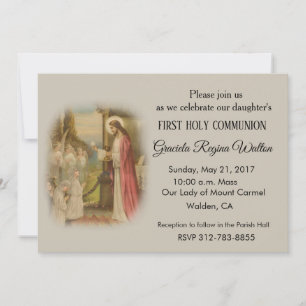 Invitación Primera Santa Comunión Niño Católico Jesús Anfitri