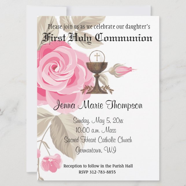 Invitación Primera Santa Comunión Tradicional Católica (Anverso)