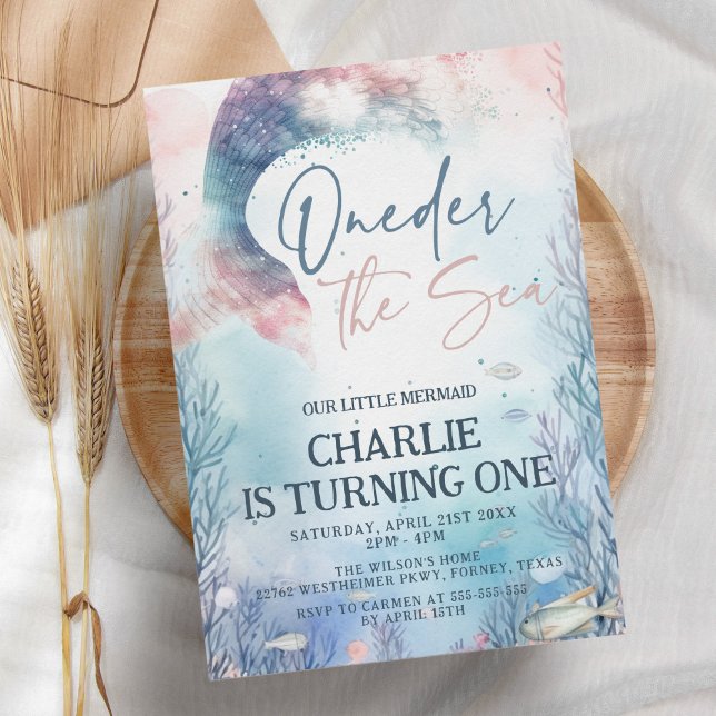 Invitación Primera sirena cumpleaños del mar primer cumpleaño (Subido por el creador)