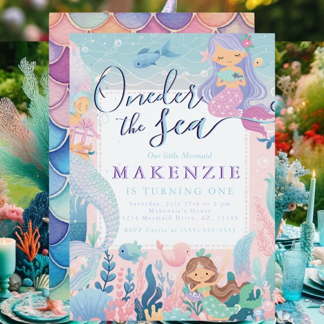 Invitación Primera sirena de cumpleaños (Mermaid Birthday Invitation)