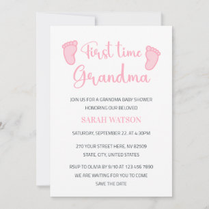 Invitación Primera Vez Abuela Niña Bebé Ducha De Pies