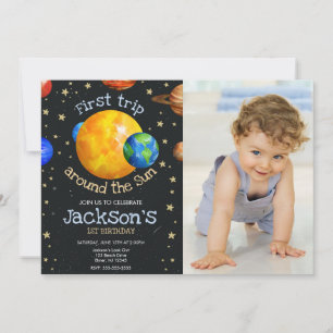 Invitación Primera vez en el espacio exterior Cumpleaños 1 Ni