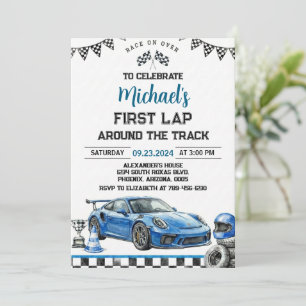 Invitación Primera Vuelta Al Rededor De La Pista Coche De Car