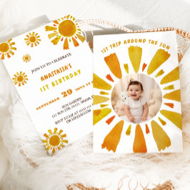 Invitación Primera vuelta alrededor de la foto de cumpleaños