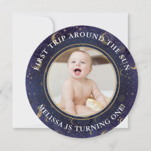 Invitación Primera vuelta alrededor del sol Cumpleaños 1 Foto