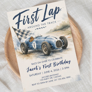 Invitación Primera Vuelta en la Pista 1er Cumpleaños UNO