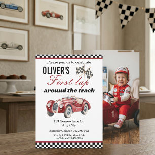 Invitación Primera Vuelta en la Pista Cumpleaños 1º Coche de