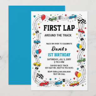 Invitación Primera Vuelta en la Pista Cumpleaños del Coche de