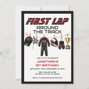 Invitación Primera Vuelta en la Pista Cumpleaños número 1 Niñ