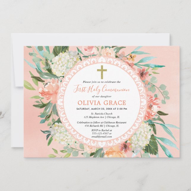 Invitación Primeras acuarelas florales elegantes de la (Anverso)
