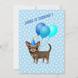 Invitación Primeras Invenciones de Cumpleaños de Blue Chihuah