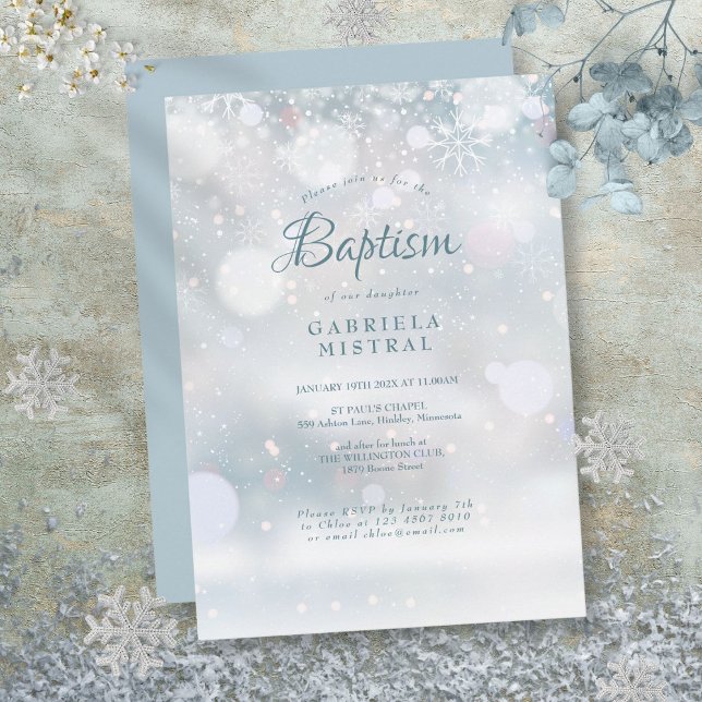 Invitación Primeras Nieve Bautizo (First Snowflakes Baptism Christening Invitation)