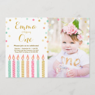 Invitación Primeras velas del confeti del chica de la