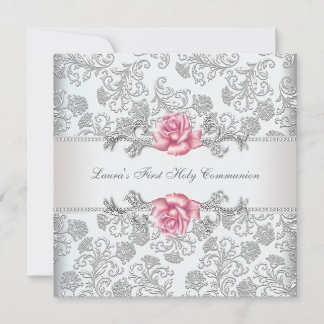 Invitación Primerísima Comunión de los Chicas de la Rosa Rosa (Anverso)