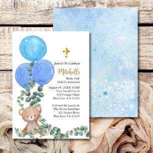 Invitación Primerísima Comunión del Globo Azul Beary