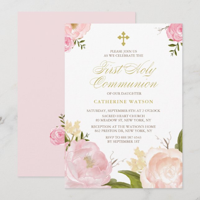Invitación Primerísima Comunión II de los pueblos rosados de  (Anverso / Reverso)