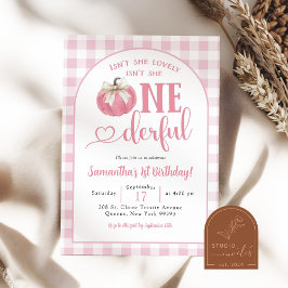 Invitación Primerísimo cumpleaños de la Calabaza Preppy Pink
