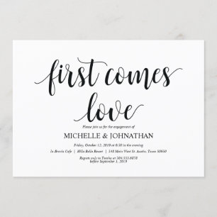 Invitación Primero viene el amor, fiesta de compromiso invita