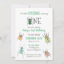 Invitación Primeros Bugs de Amor de Cumpleaños