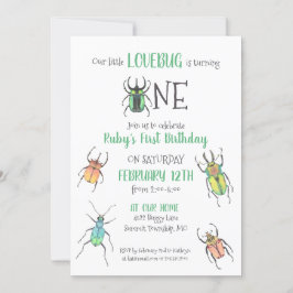 Invitación Primeros Bugs de Amor de Cumpleaños