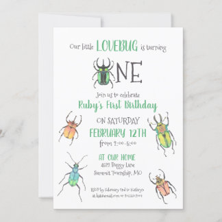 Invitación Primeros Bugs de Amor de Cumpleaños