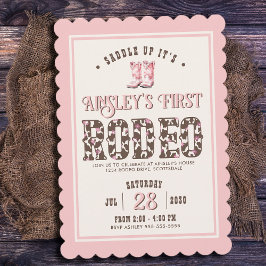 Invitación Primeros Chicas de Rodeo Rosa Personalizados Prime