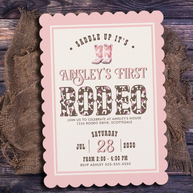 Invitación Primeros Chicas de Rodeo Rosa Personalizados Prime (Subido por el creador)