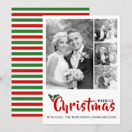 Invitación Primeros collages de Navidad para recién casados 4