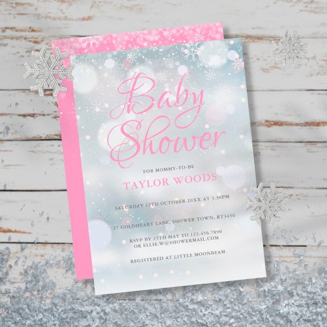 Invitación Primeros copos de nieve Baby Shower / Sprinkle / P (Subido por el creador)