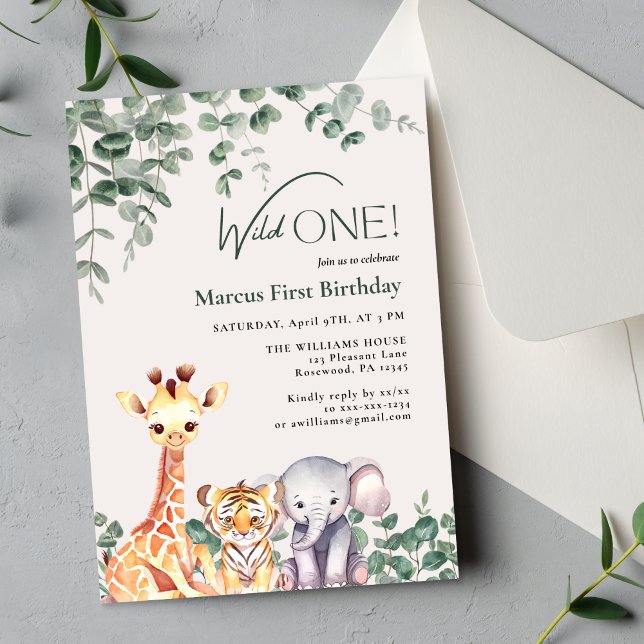 Invitación Primeros cumpleaños de animal lindo (Subido por el creador)