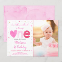 Primeros cumpleaños de corazones dorados rosados