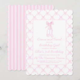 Invitación Primeros cumpleaños de la bailarina rosada Preppy