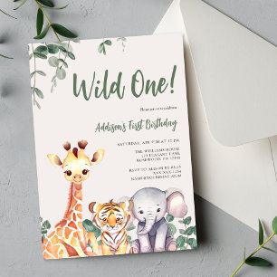 Invitación Primeros cumpleaños de los animales de Safari