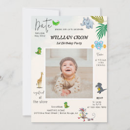 Invitación Primeros cumpleaños de los animales del bosque