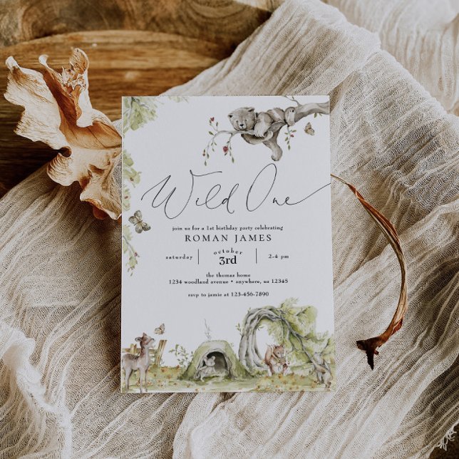 Invitación Primeros cumpleaños de los animales del bosque de  (Subido por el creador)