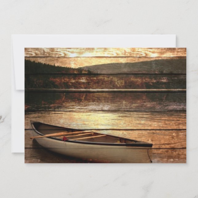 Invitación Primitivo Reflejo de grano de madera Lake House Ca (Anverso)