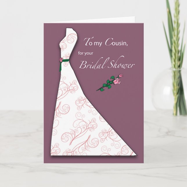 Invitación Primo, ducha nupcial Vestido de Silueta Pluma (Anverso)