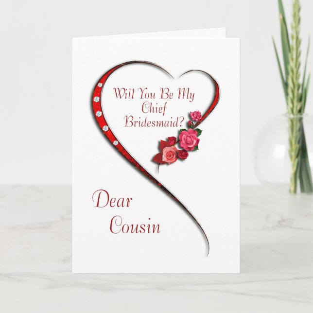 Invitación Primo, Swirling Heart Chief Bridesmaid Invitan (Anverso)