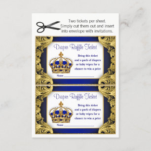 Invitación Prince Baby Boy Diaper Raffle Tickets