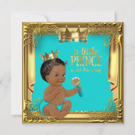 Invitación Prince Baby Shower, de etnia Verde azulada turques