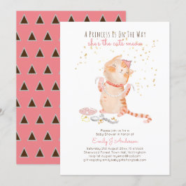 Invitación Prince Baby Shower Gats Kitten Chicas Rosa