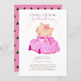 Invitación Prince Baby Shower Gats Kitten Chicas Rosa