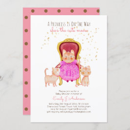 Invitación Prince Baby Shower Gats Kitten Chicas Rosa